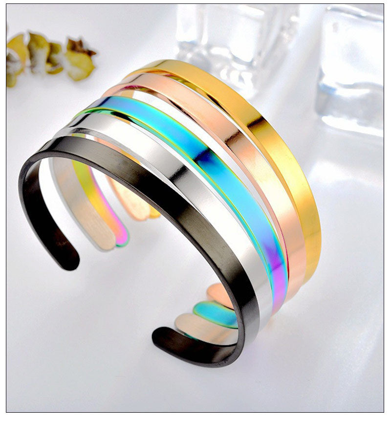 Pulsera Abierta de Acero Inoxidable Tipo C Lisa - 11