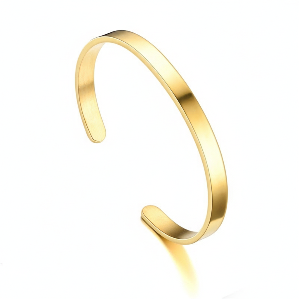 Pulsera Abierta de Acero Inoxidable Tipo C Lisa - 3