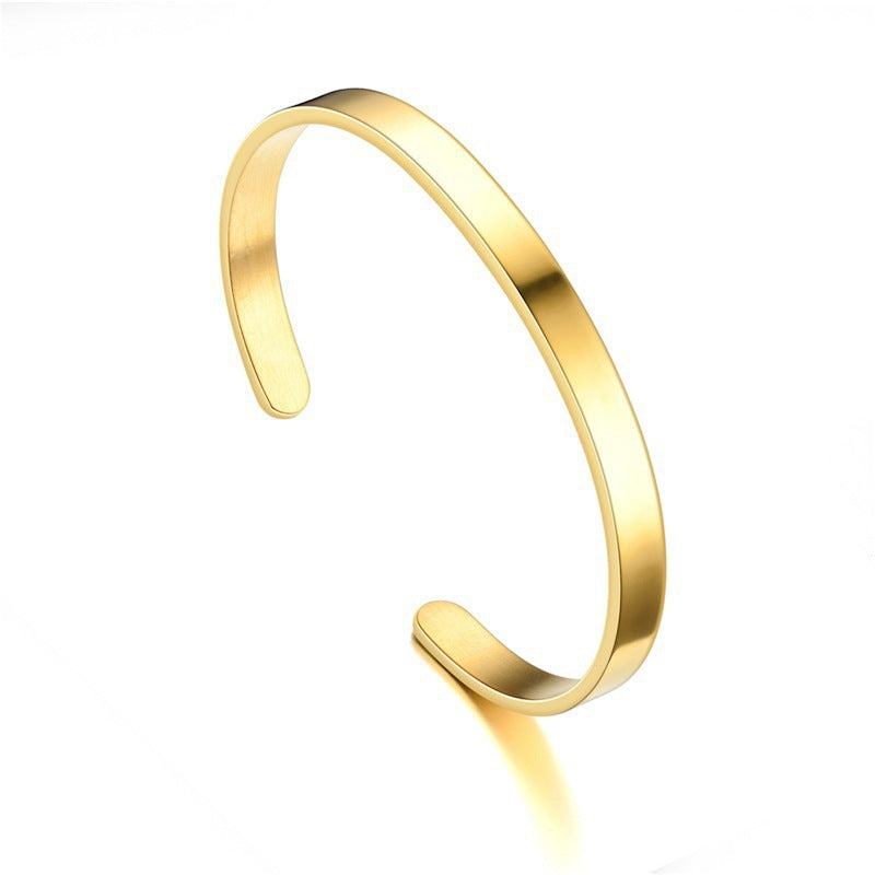 Pulsera Abierta de Acero Inoxidable Tipo C Lisa - 5