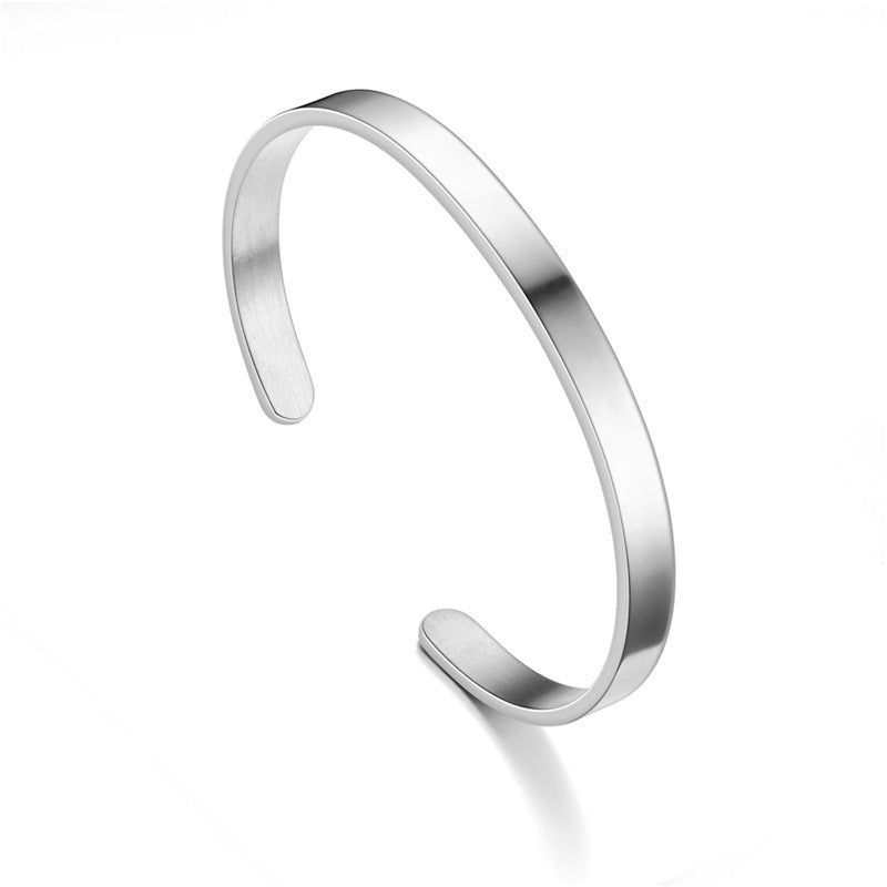 Pulsera Abierta de Acero Inoxidable Tipo C Lisa - 6