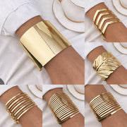 Brazalete ancho de metal apertura en C estilo retro - 1
