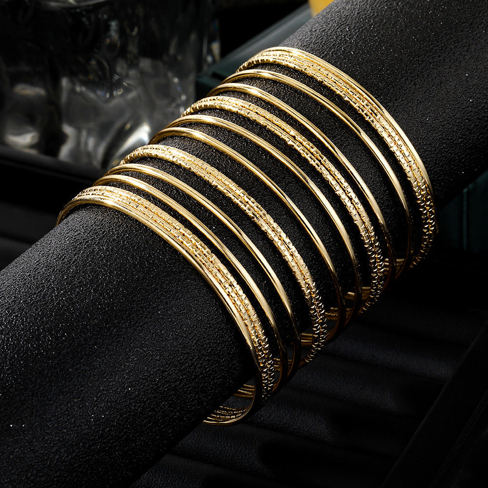 Brazalete ancho de metal apertura en C estilo retro - 4