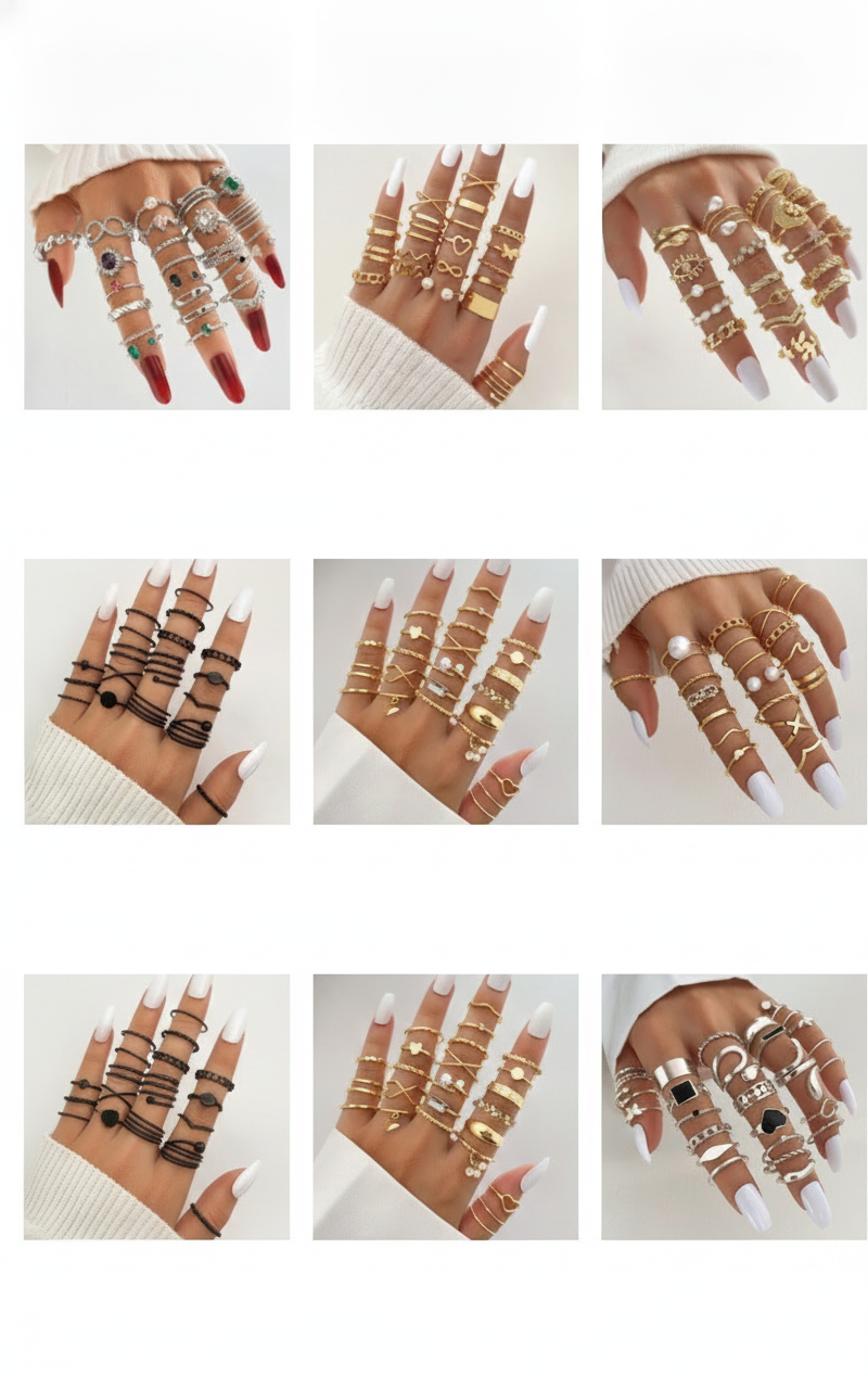 Set de Anillos con Mariposas y Corazones para Mujer - 11