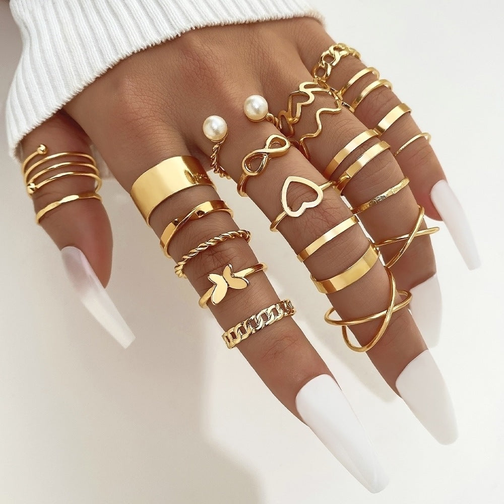 Set de Anillos con Mariposas y Corazones para Mujer - 12