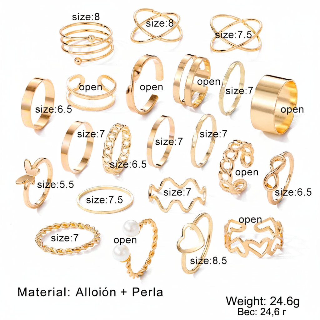 Set de Anillos con Mariposas y Corazones para Mujer - 2
