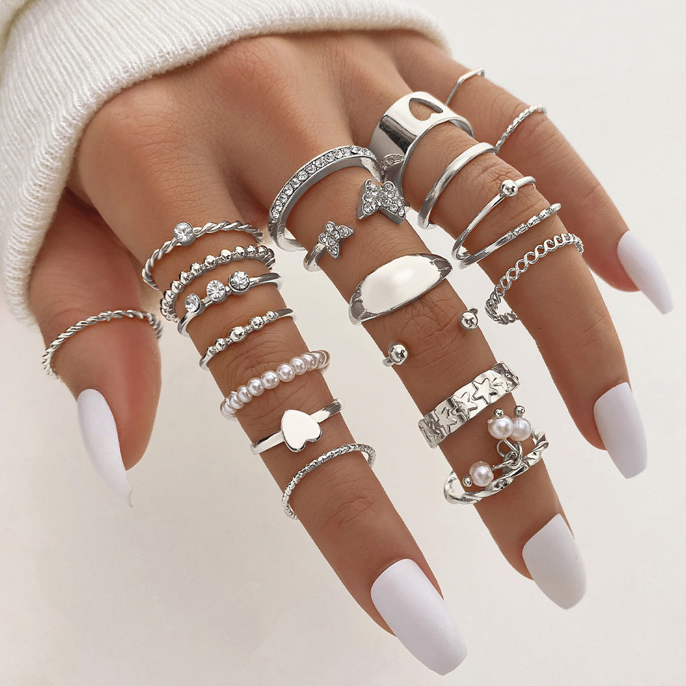 Set de Anillos con Mariposas y Corazones para Mujer