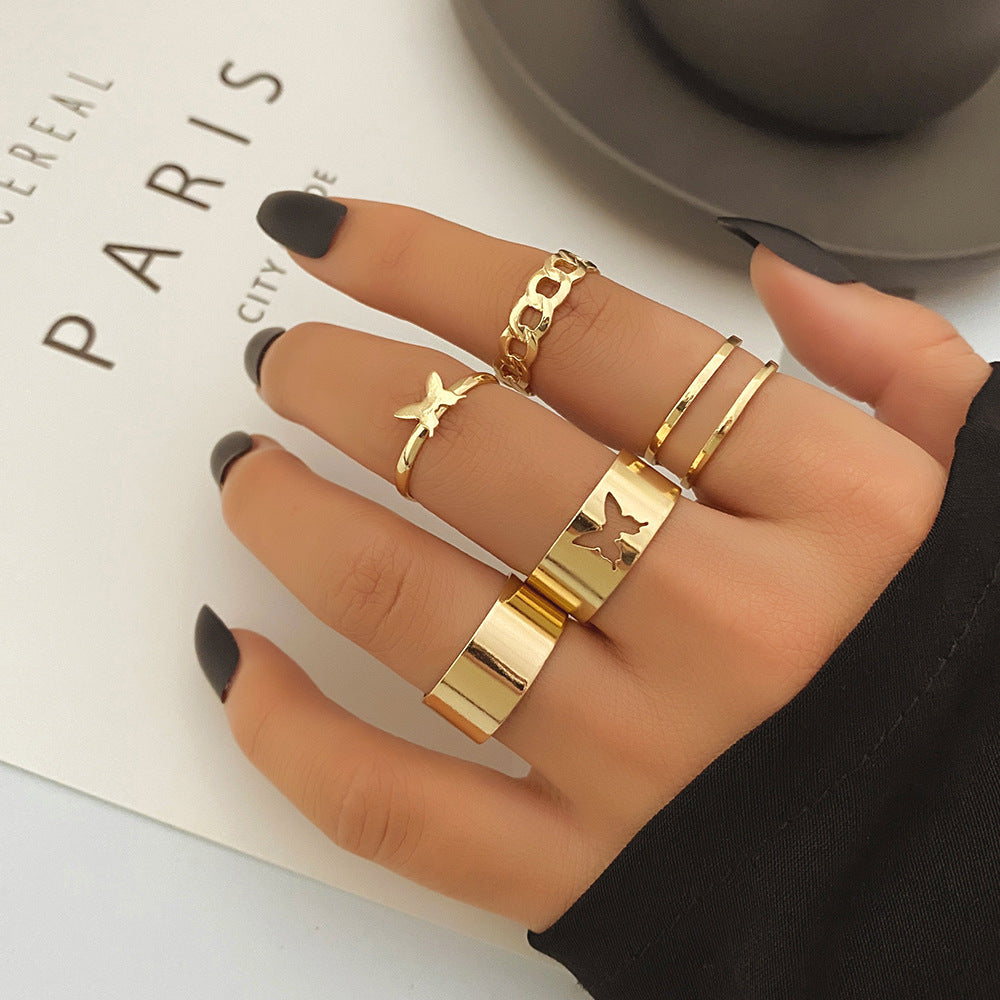 Set de Anillos con Mariposas y Corazones para Mujer