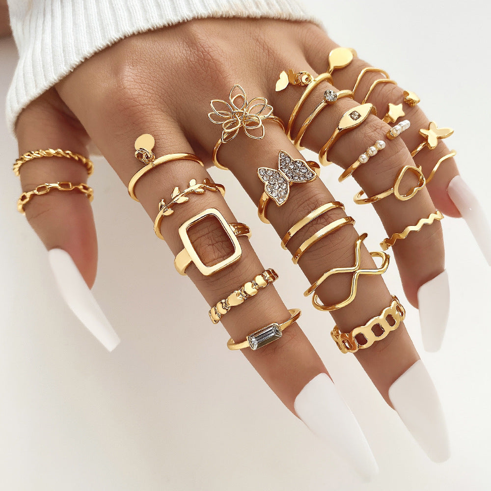 Set de Anillos con Mariposas y Corazones para Mujer