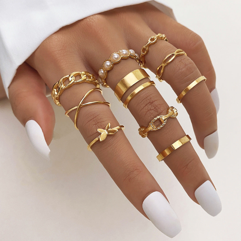 Set de Anillos con Mariposas y Corazones para Mujer