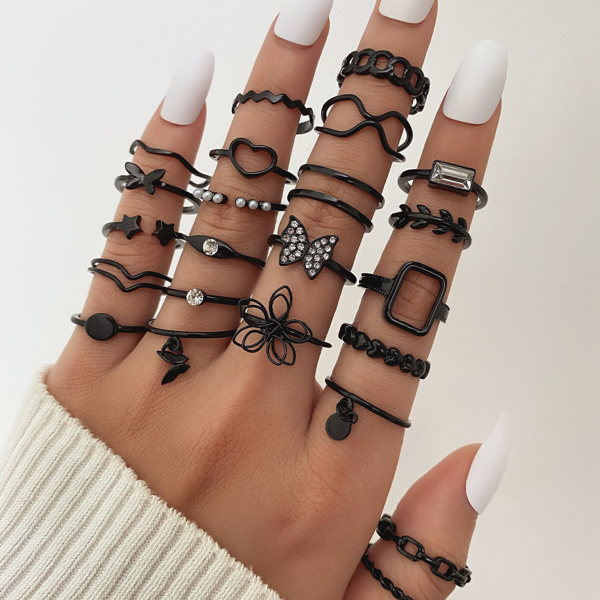 Set de Anillos con Mariposas y Corazones para Mujer