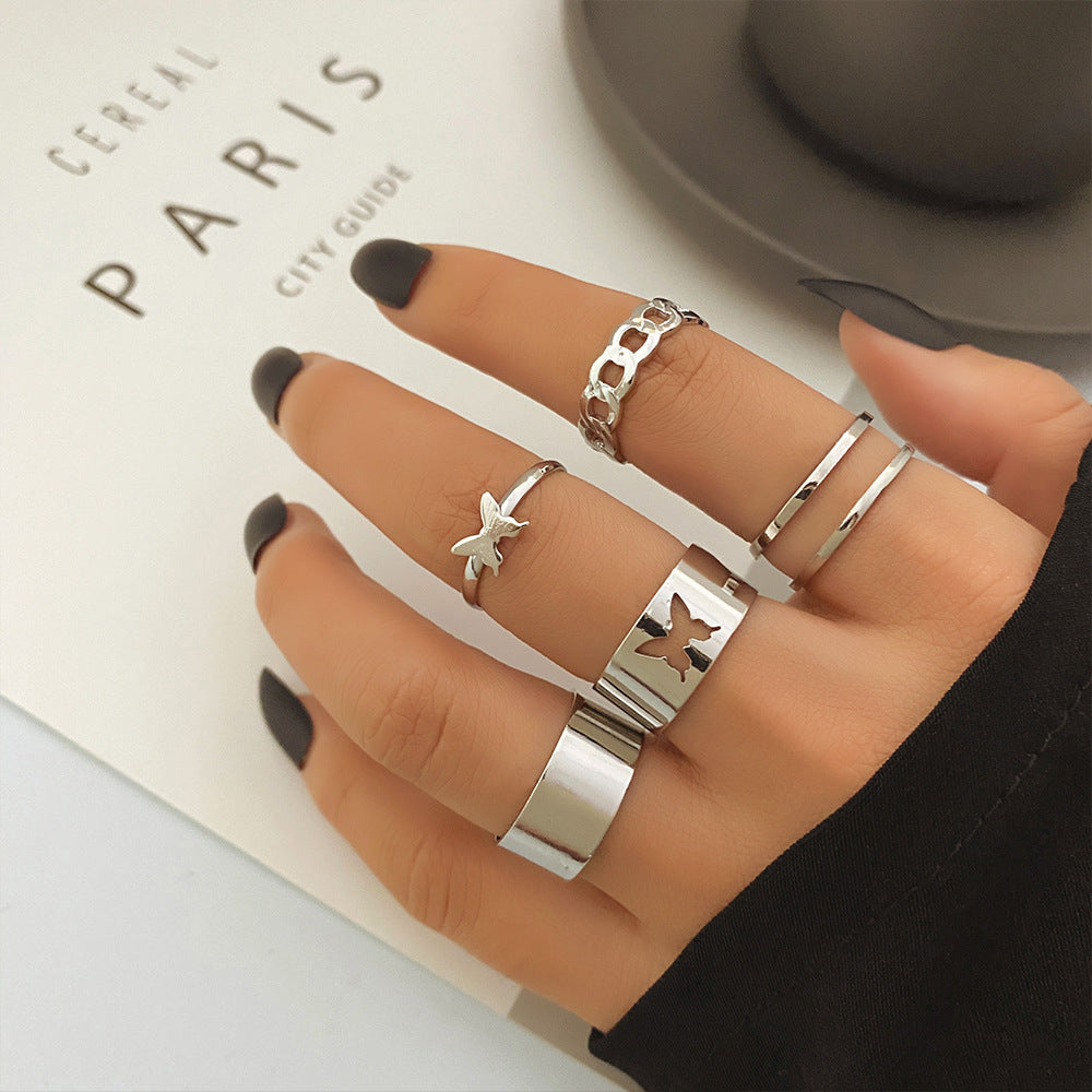 Set de Anillos con Mariposas y Corazones para Mujer