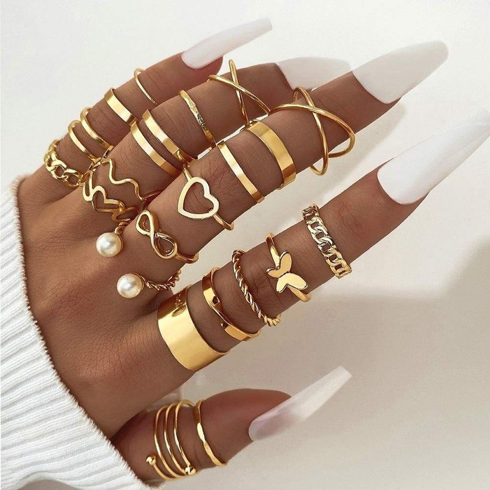 Set de Anillos con Mariposas y Corazones para Mujer