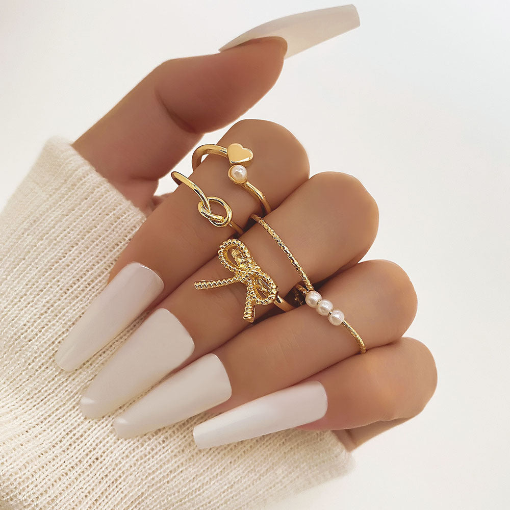 Set de Anillos con Mariposas y Corazones para Mujer