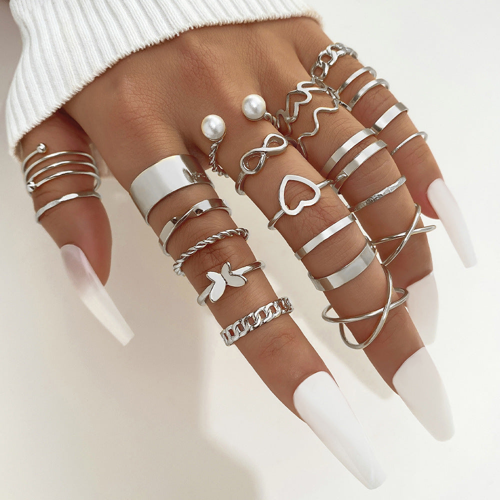 Set de Anillos con Mariposas y Corazones para Mujer