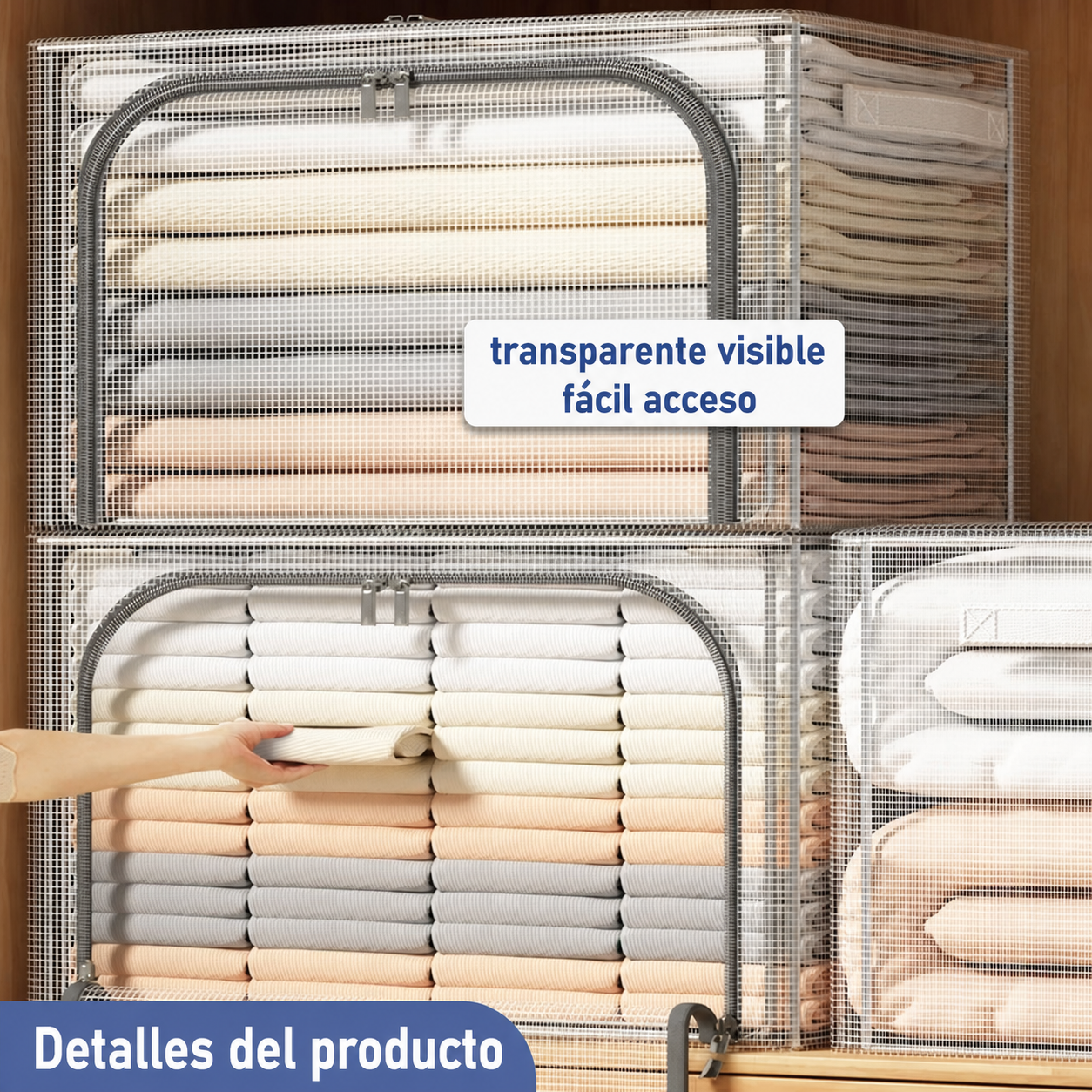Caja organizadora plegable transparente 24L / 66L / 100L - 3