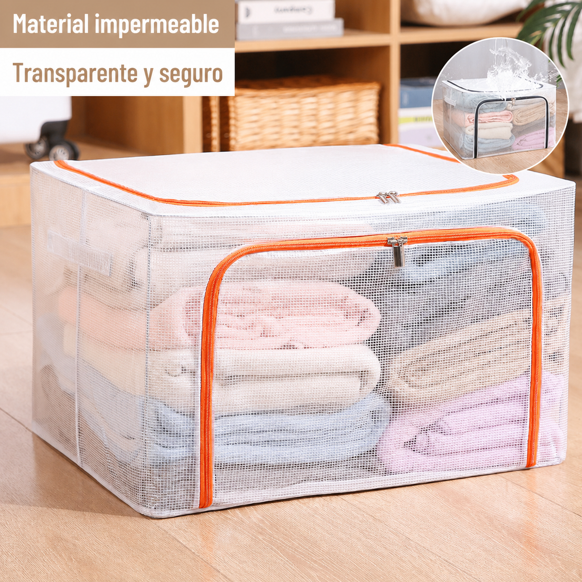Caja organizadora plegable transparente 24L / 66L / 100L - 6