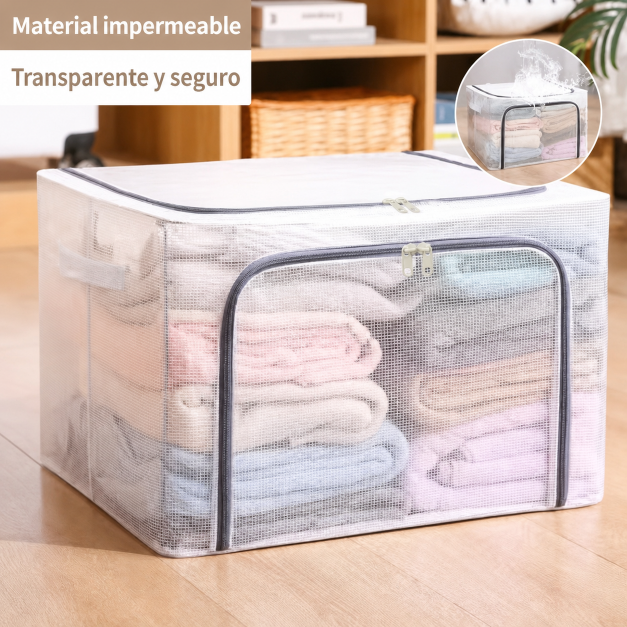 Caja organizadora plegable transparente 24L / 66L / 100L - 7