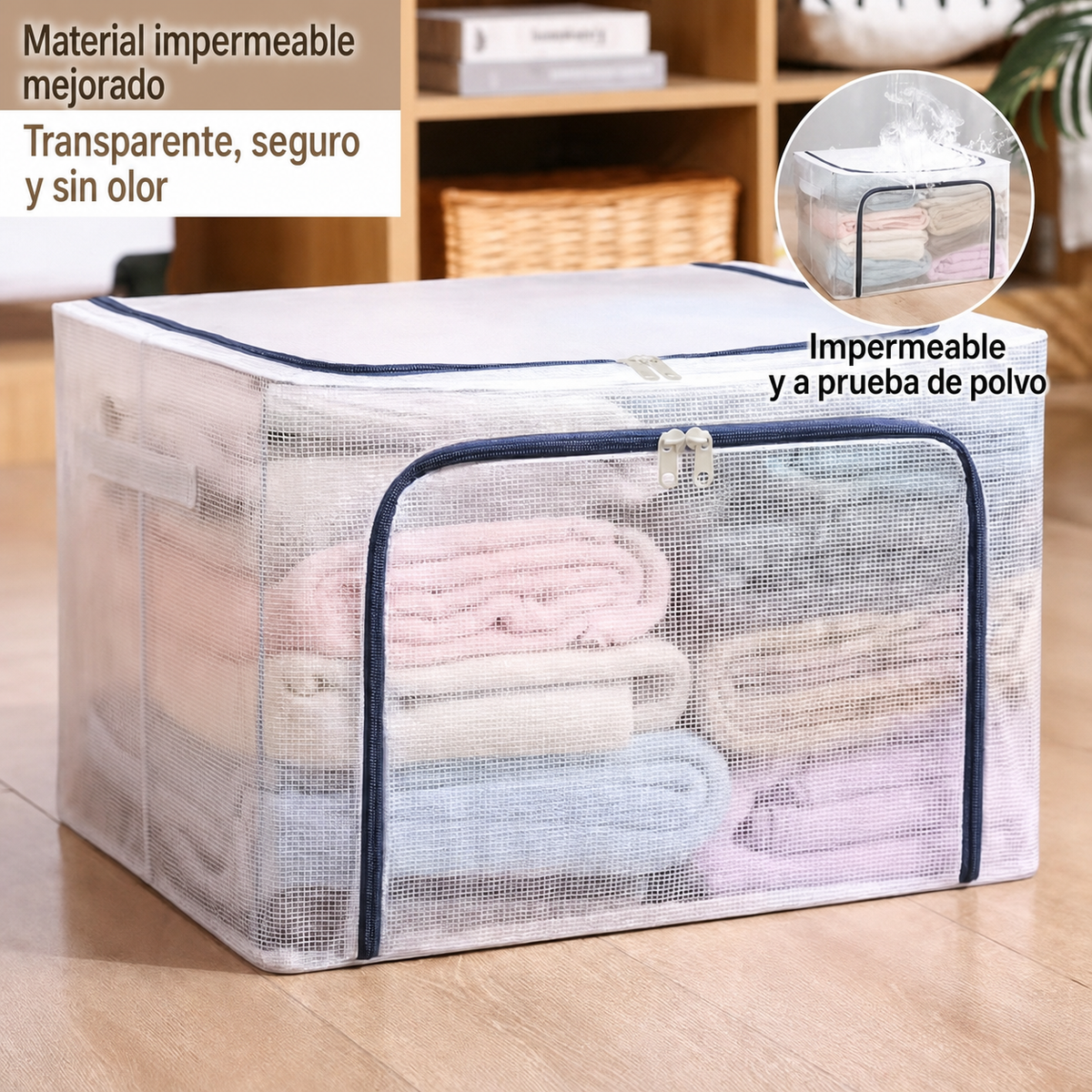 Caja organizadora plegable transparente 24L / 66L / 100L - 8