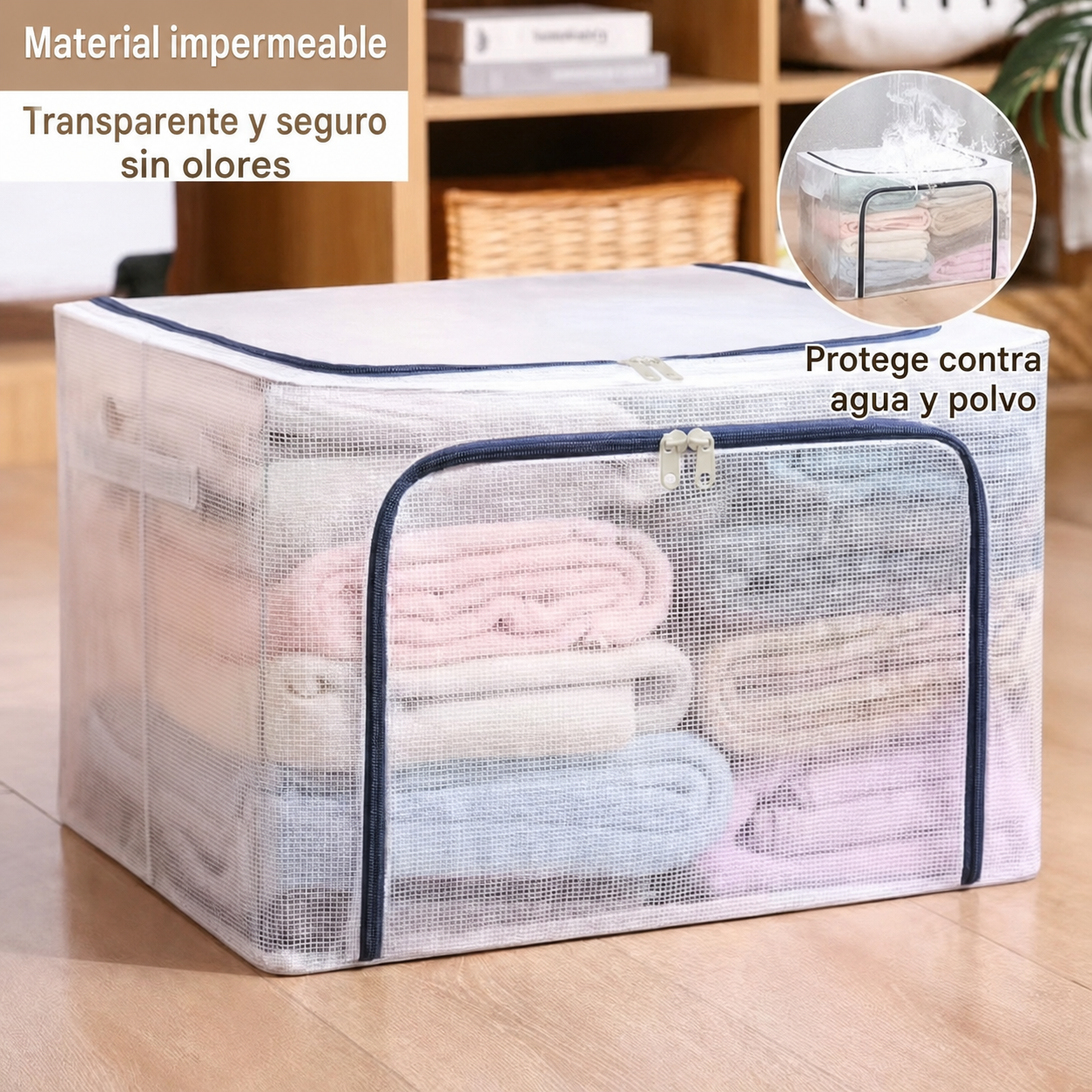 Caja organizadora plegable transparente 24L / 66L / 100L