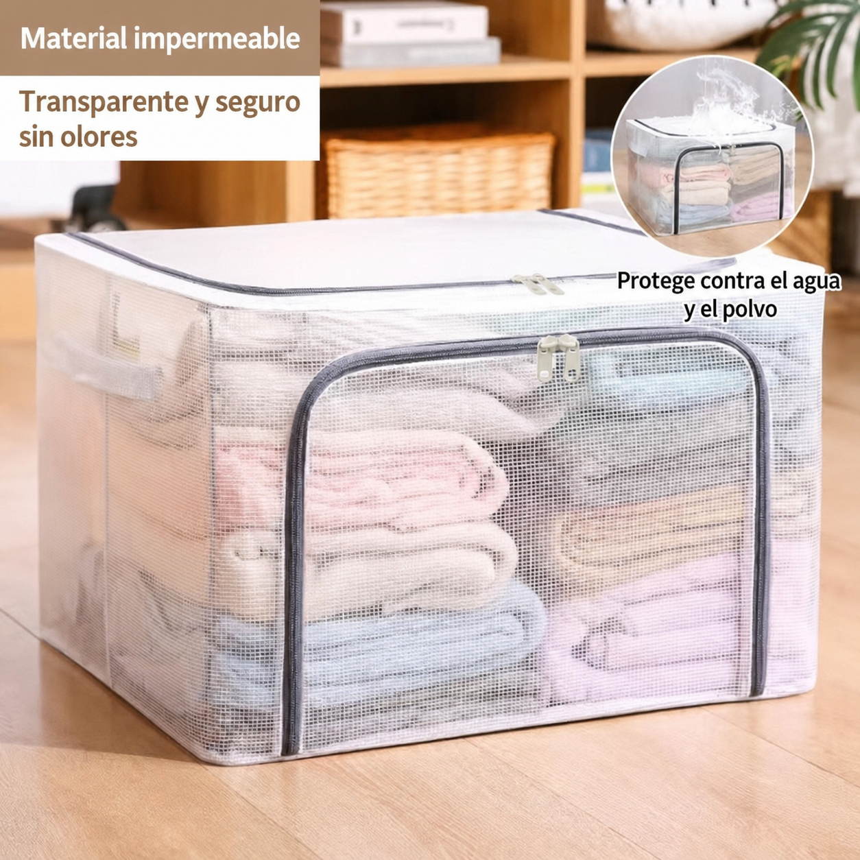 Caja organizadora plegable transparente 24L / 66L / 100L