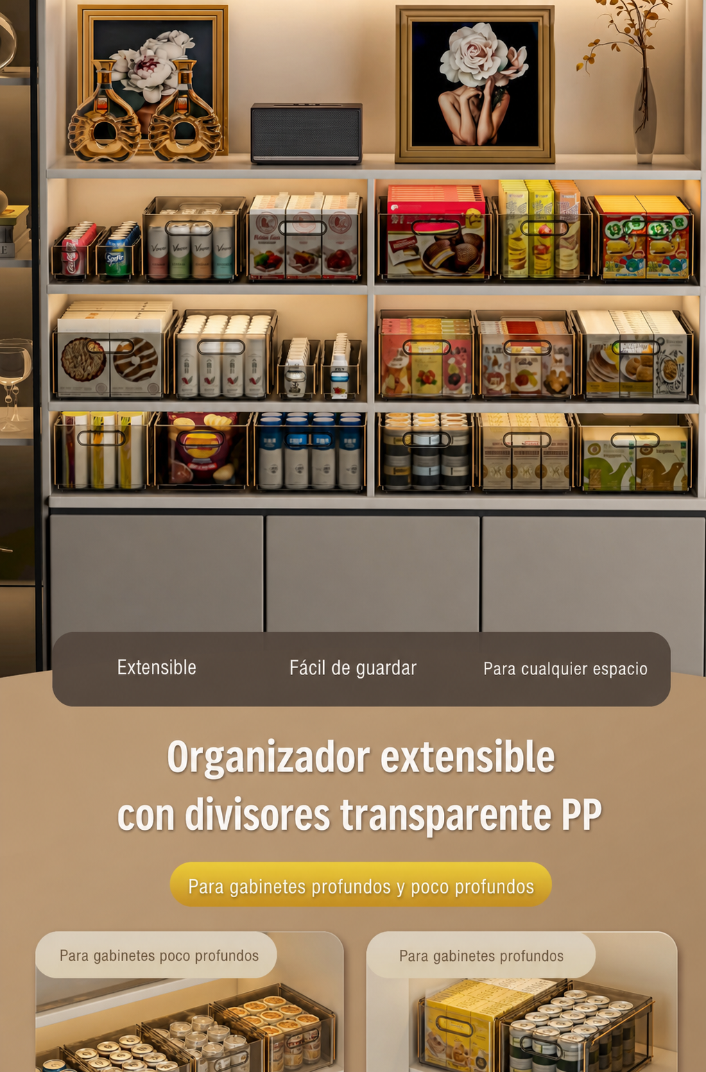 Organizador extensible con divisores transparente PP - 7