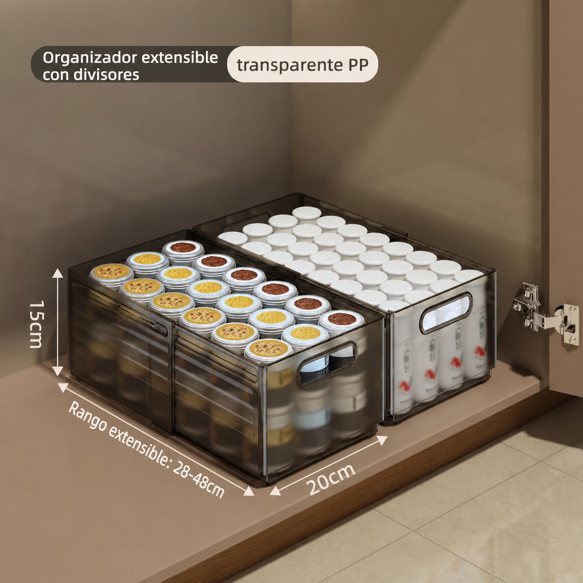 Organizador extensible con divisores transparente PP - 6