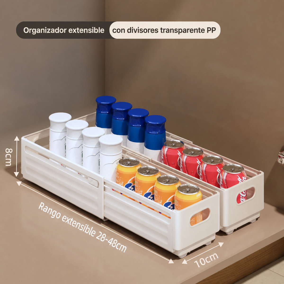 Organizador extensible con divisores transparente PP