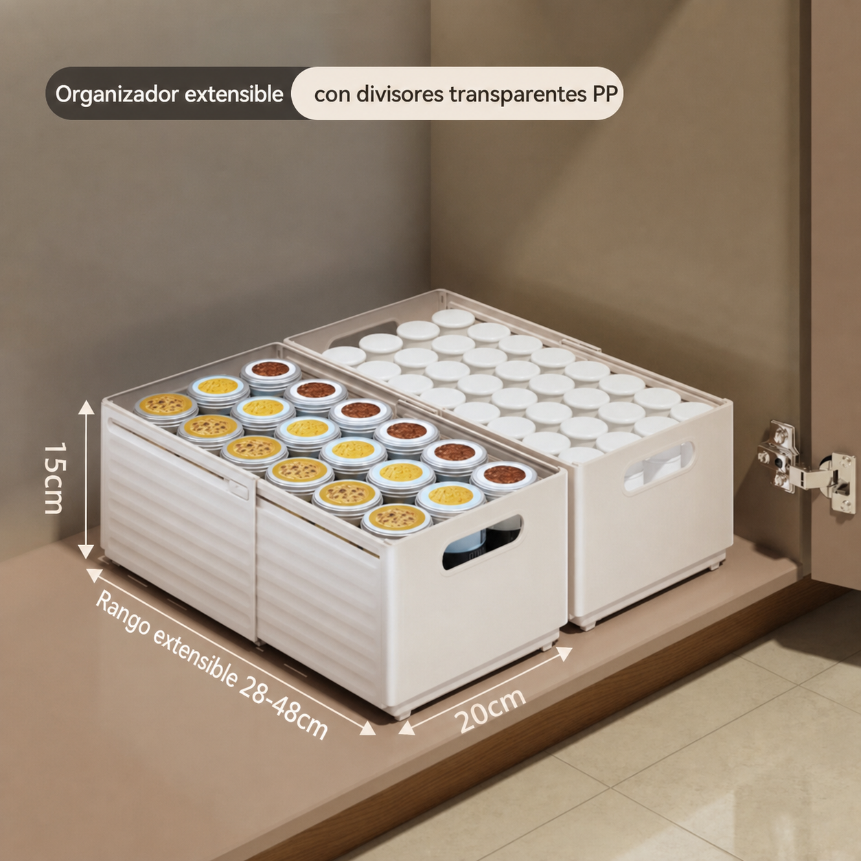 Organizador extensible con divisores transparente PP