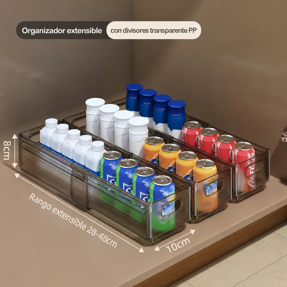 Organizador extensible con divisores transparente PP