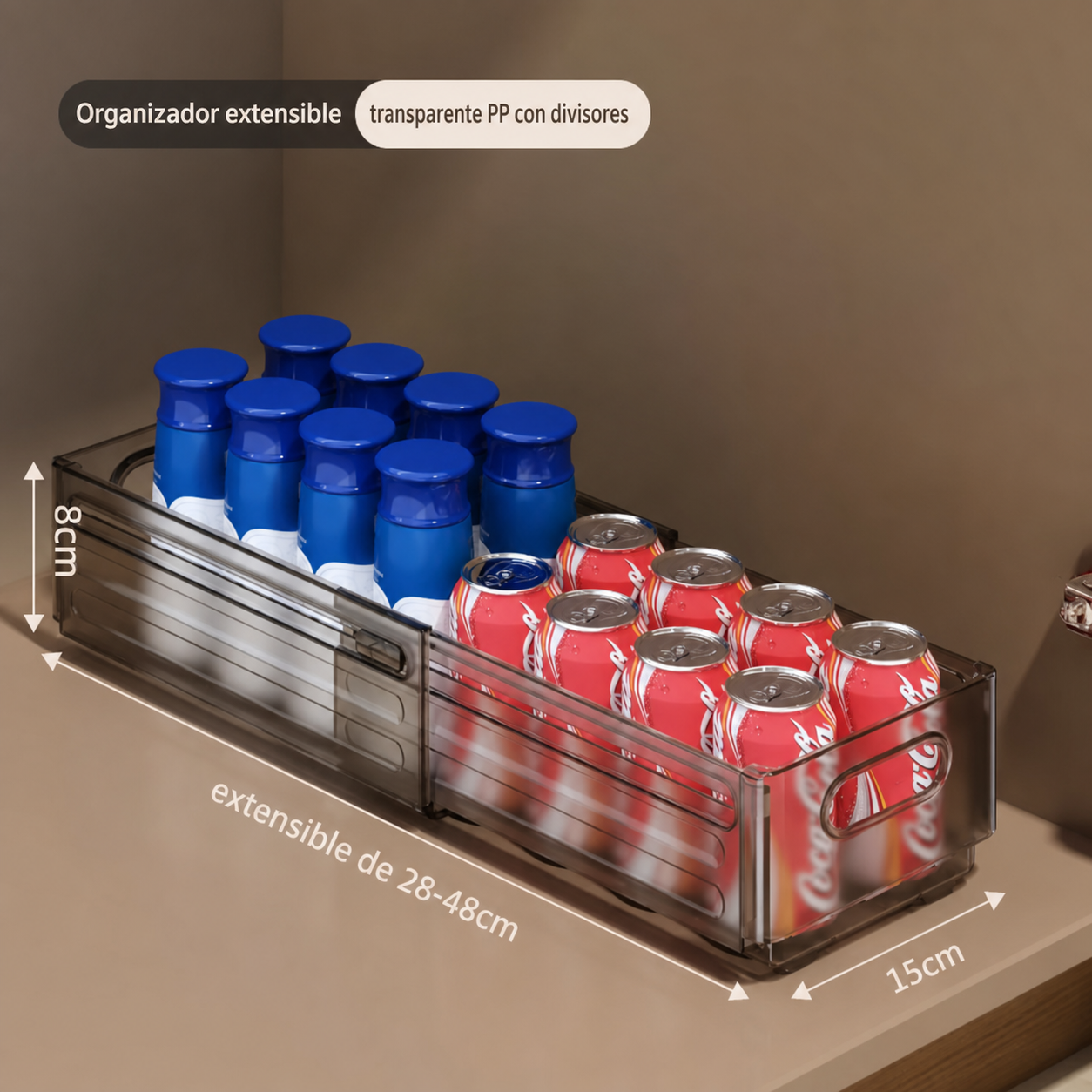 Organizador extensible con divisores transparente PP