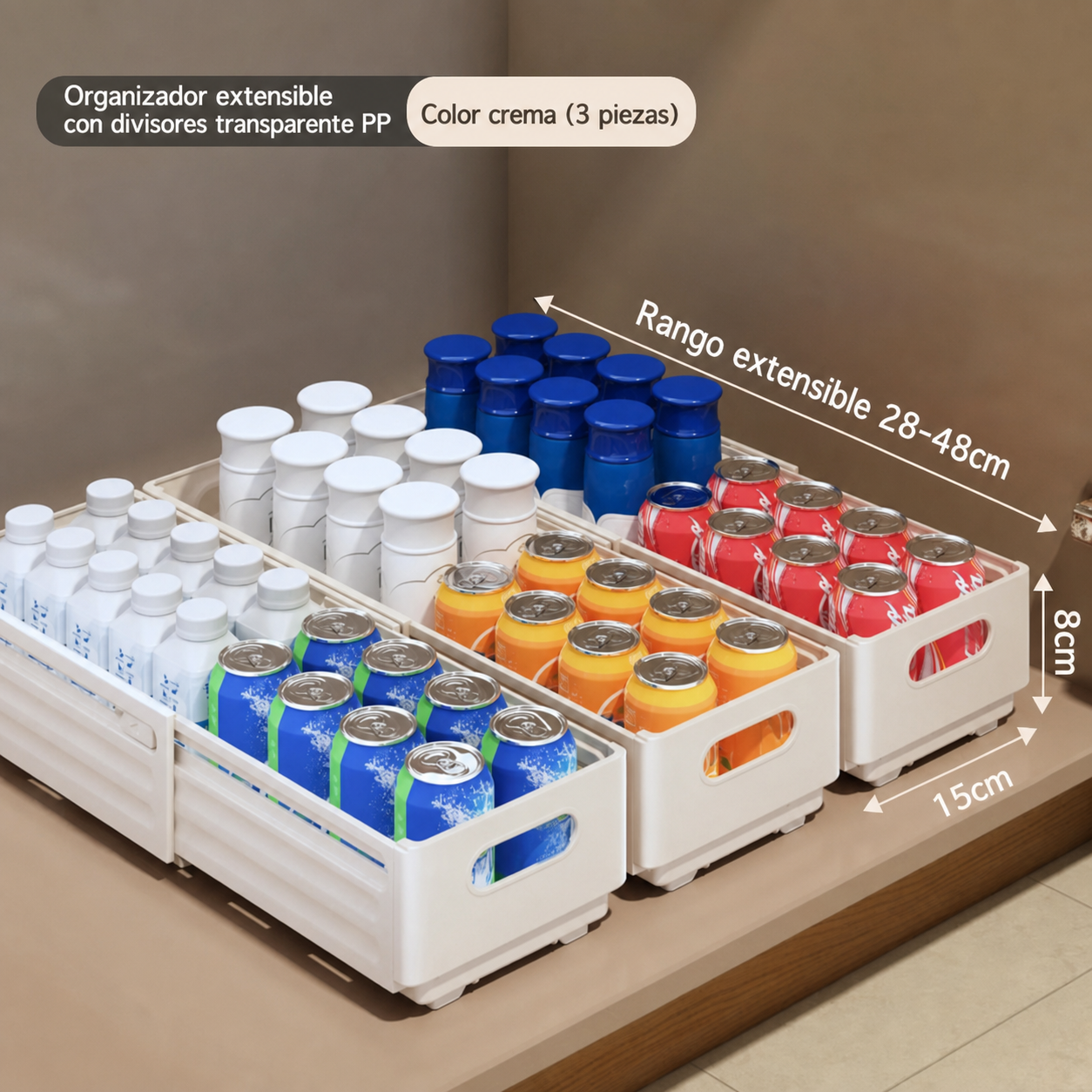 Organizador extensible con divisores transparente PP