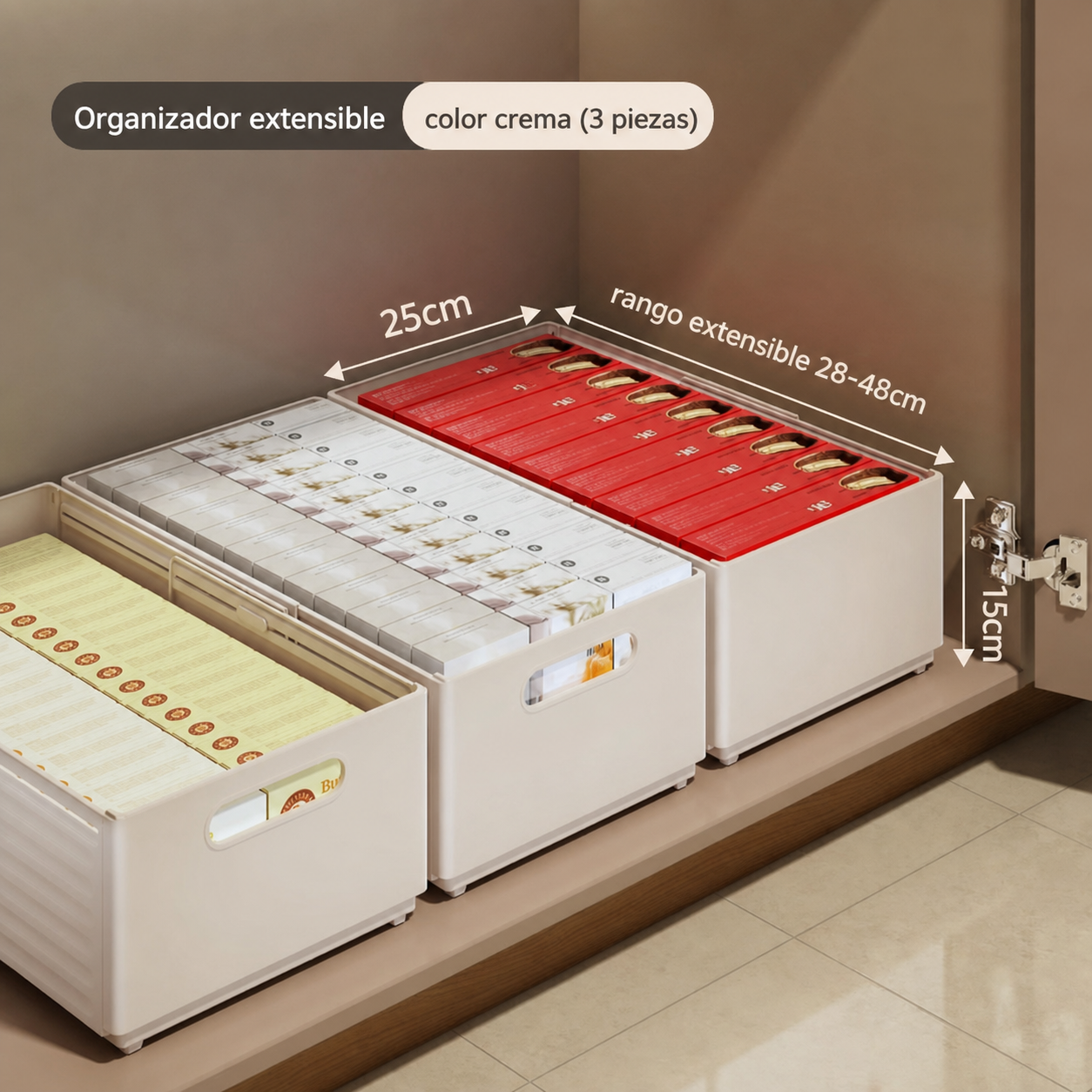 Organizador extensible con divisores transparente PP