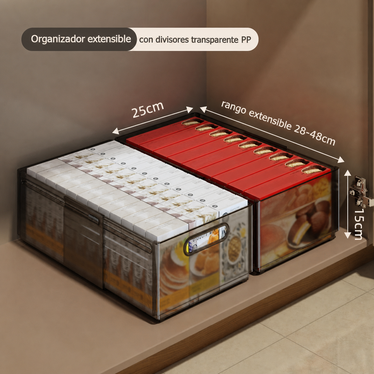Organizador extensible con divisores transparente PP