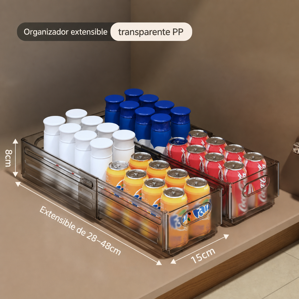 Organizador extensible con divisores transparente PP