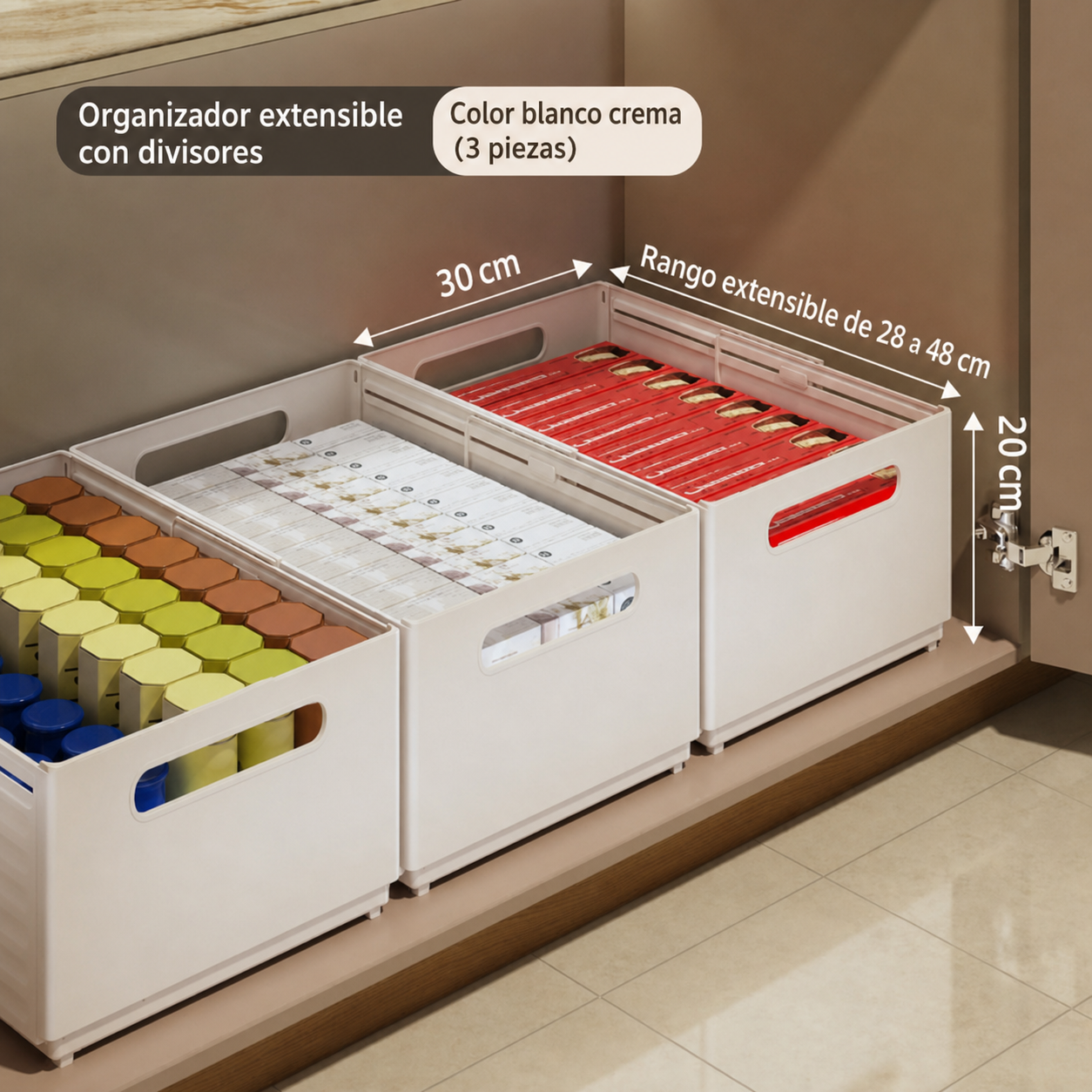 Organizador extensible con divisores transparente PP