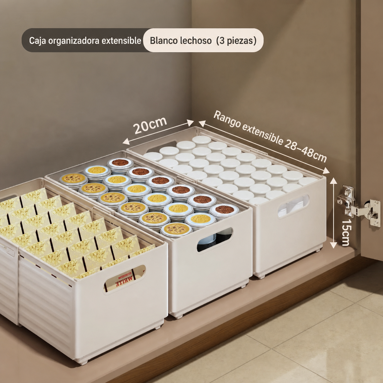 Organizador extensible con divisores transparente PP