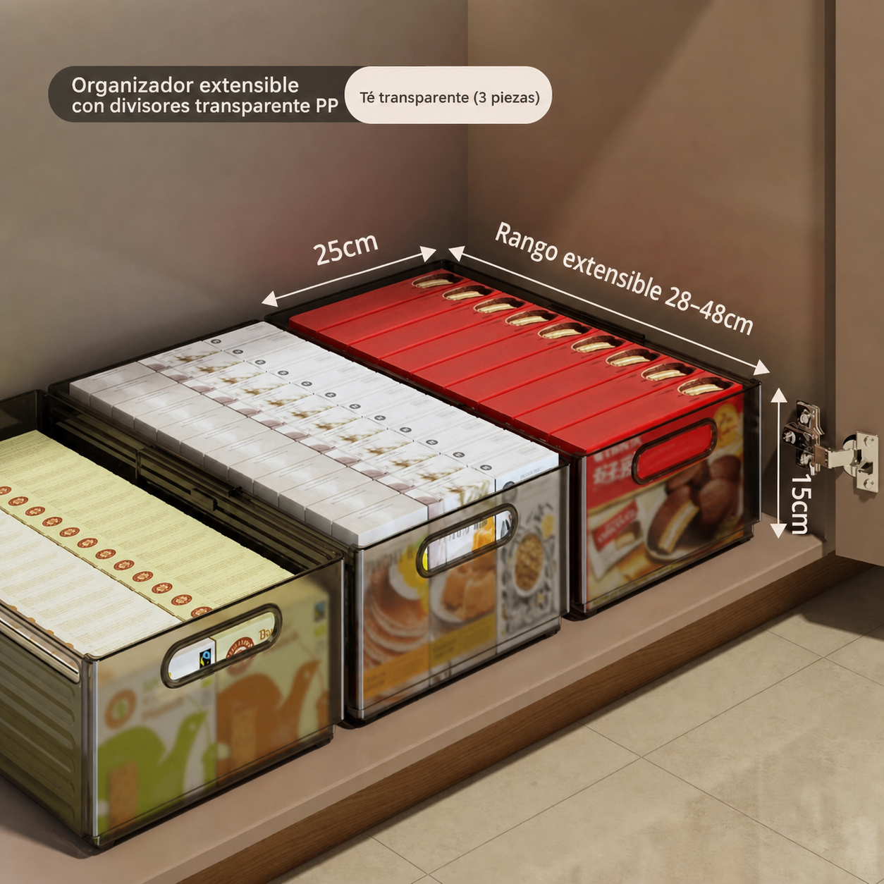 Organizador extensible con divisores transparente PP