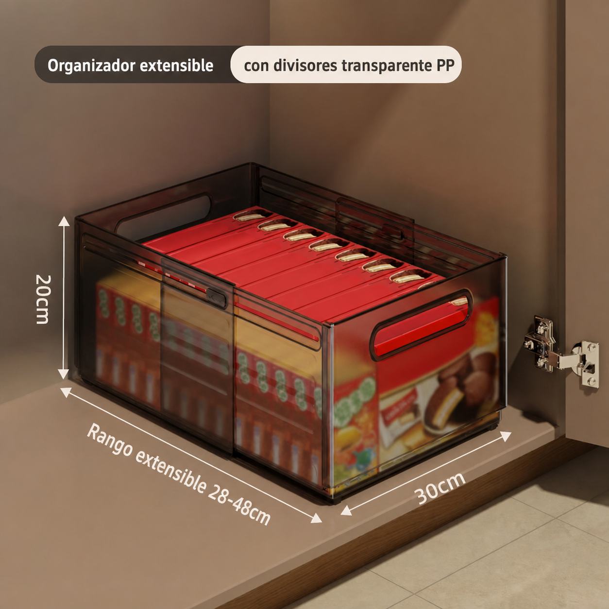 Organizador extensible con divisores transparente PP
