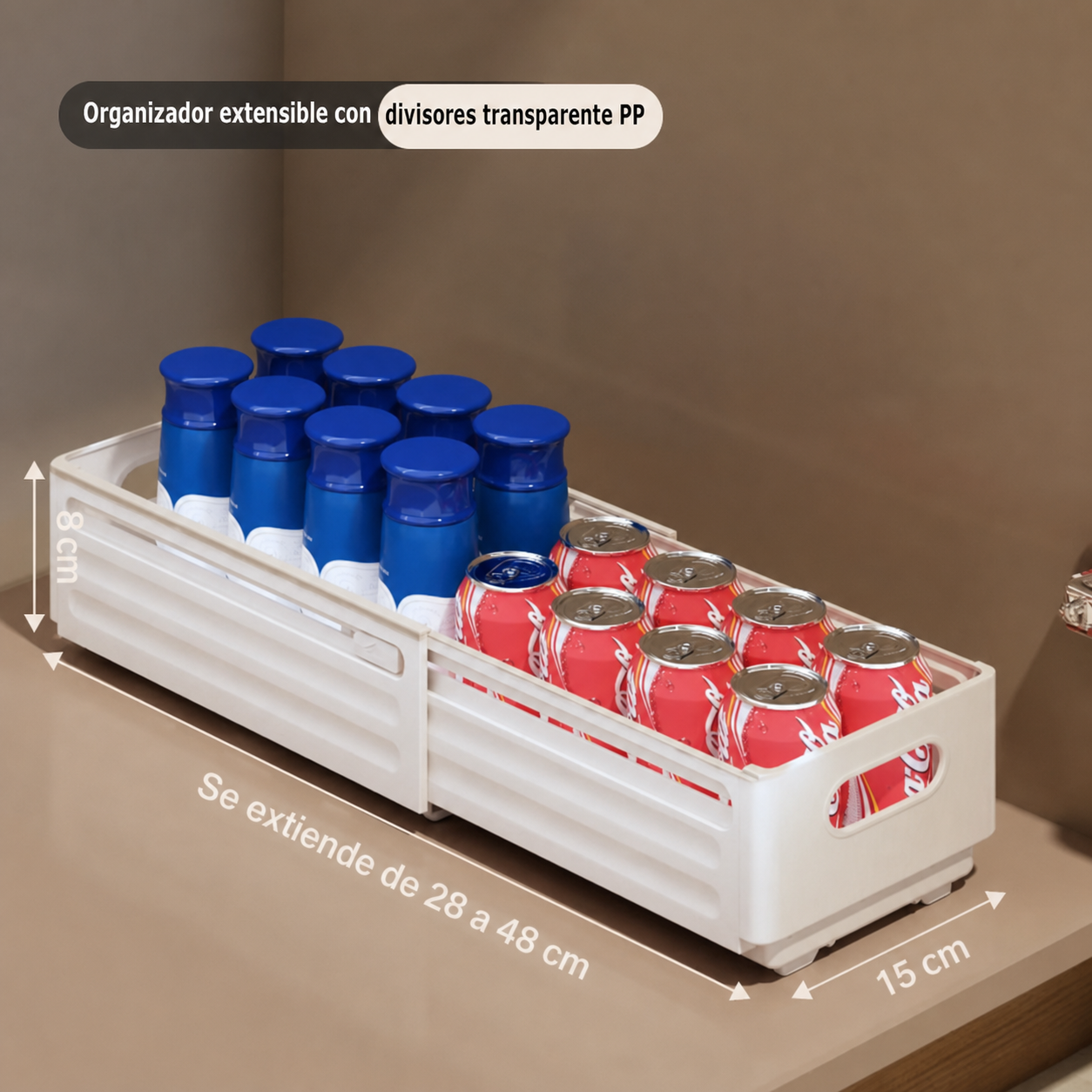Organizador extensible con divisores transparente PP
