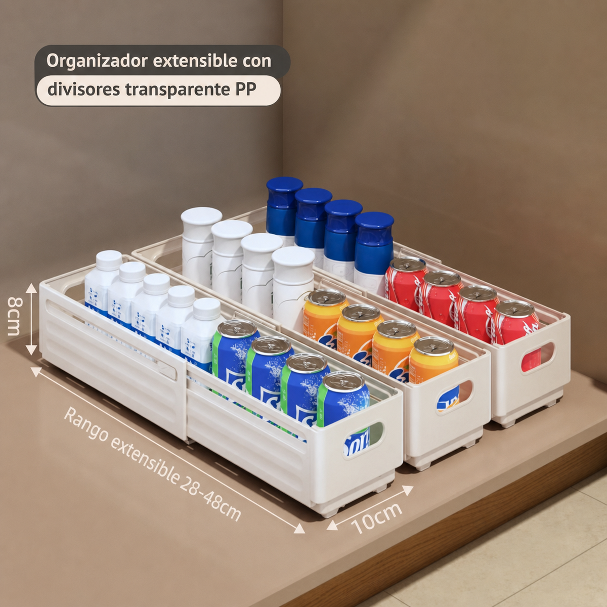 Organizador extensible con divisores transparente PP