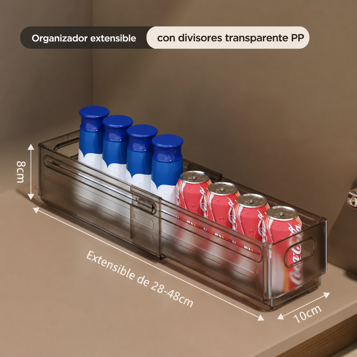 Organizador extensible con divisores transparente PP
