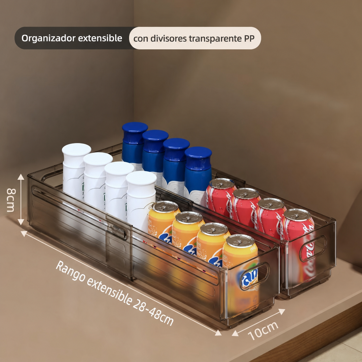Organizador extensible con divisores transparente PP