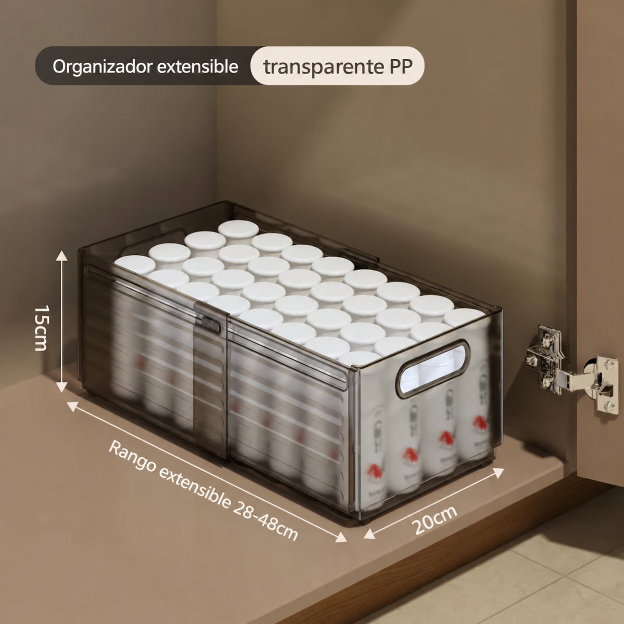 Organizador extensible con divisores transparente PP