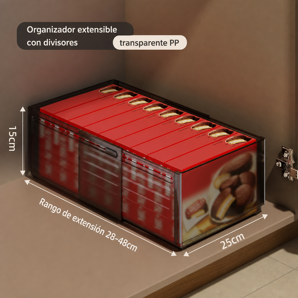 Organizador extensible con divisores transparente PP