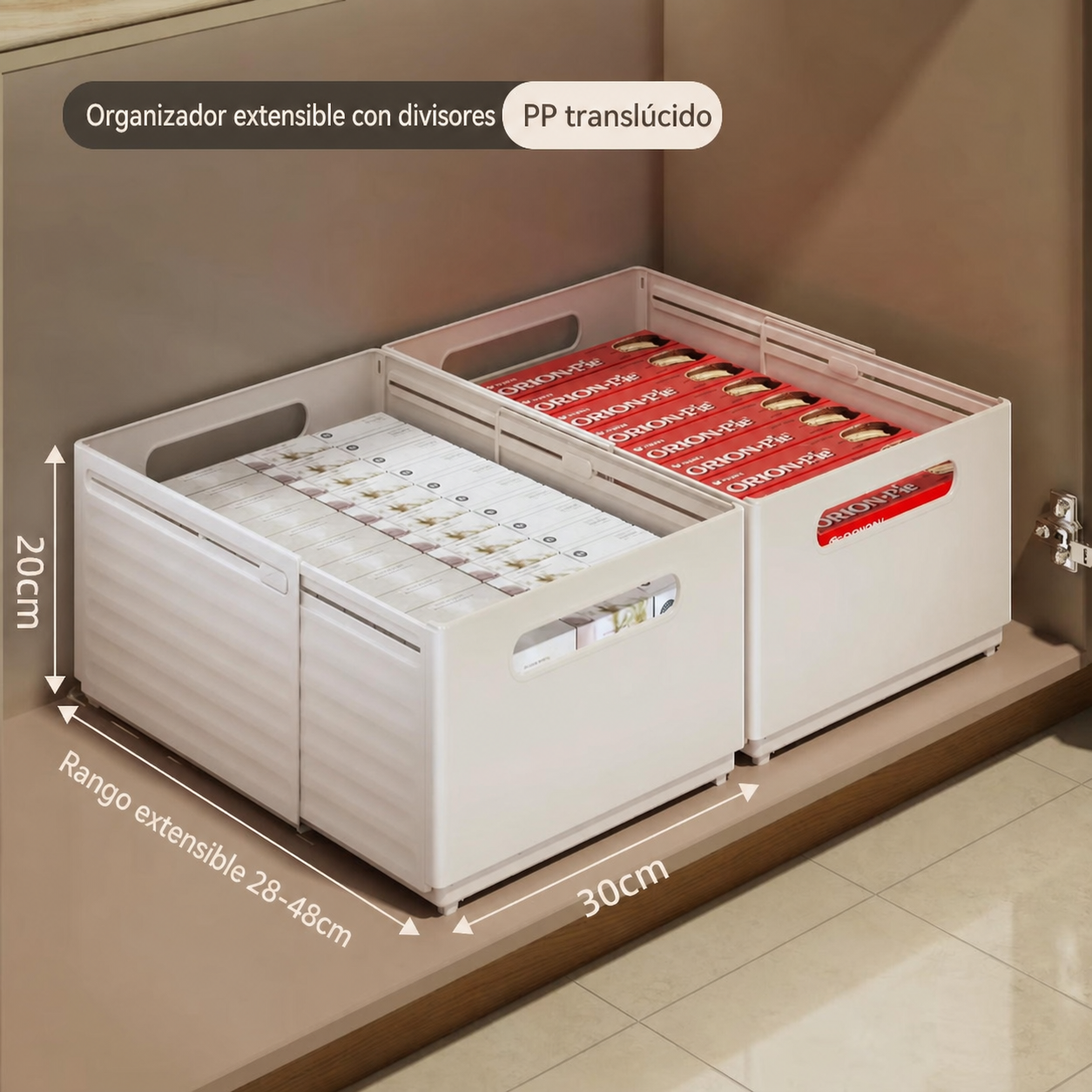 Organizador extensible con divisores transparente PP