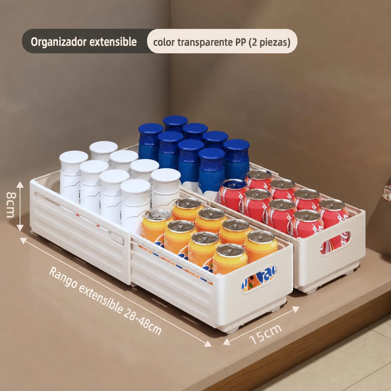 Organizador extensible con divisores transparente PP