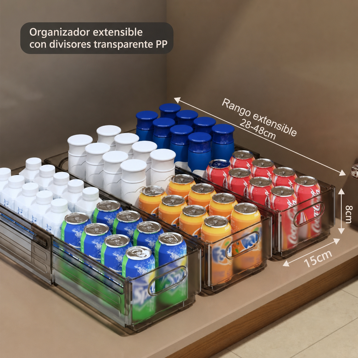 Organizador extensible con divisores transparente PP