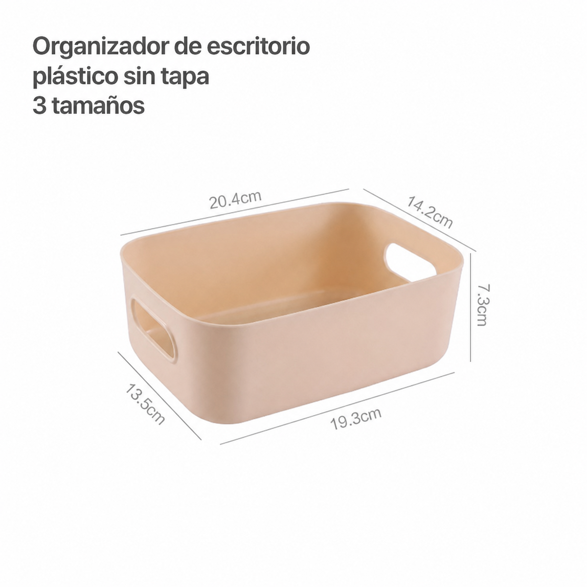 Organizador de escritorio plástico sin tapa 3 tamaños