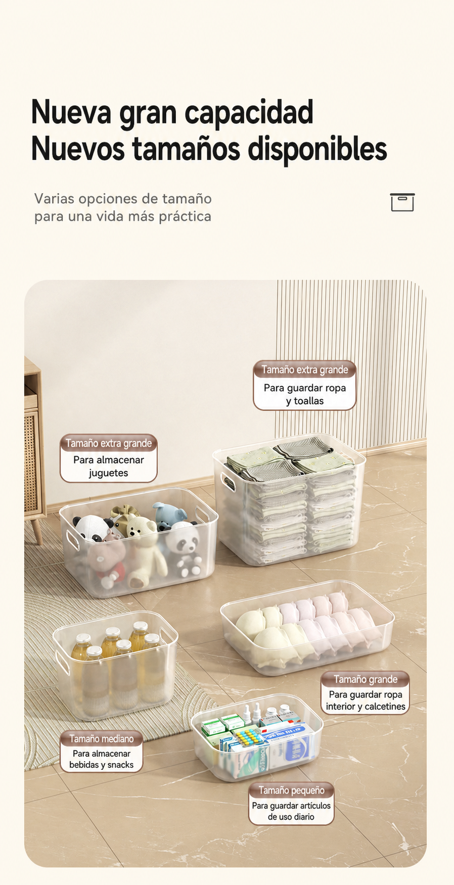 Caja organizadora transparente apilable con o sin tapa - 12