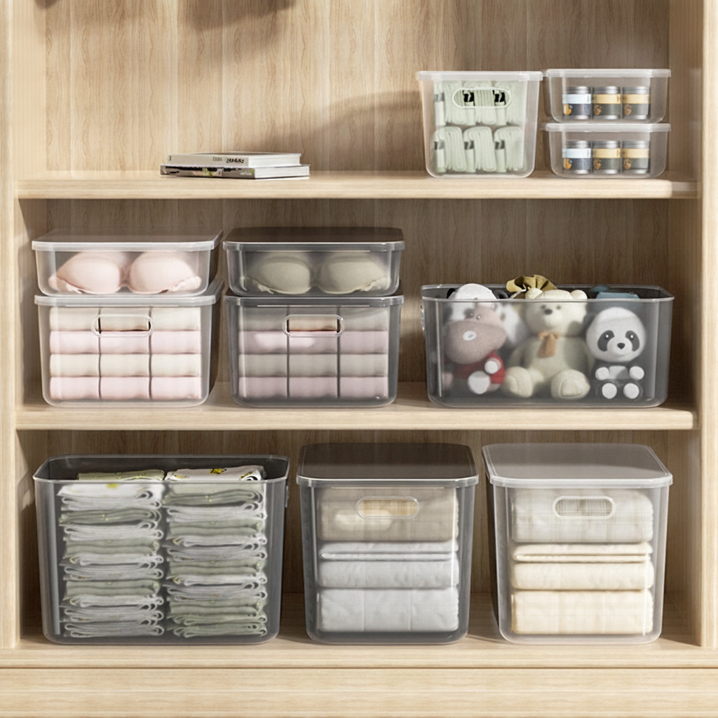 Caja organizadora transparente apilable con o sin tapa - 4